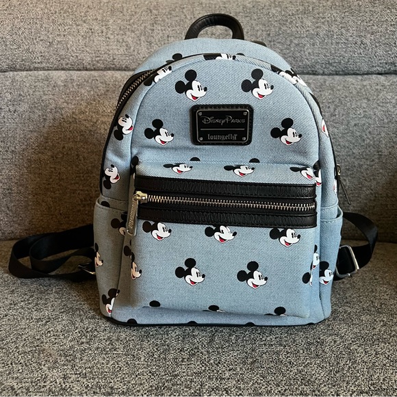 Loungefly | Bags | Loungefly Disney Parks Mickey Mouse Denim Mini ...